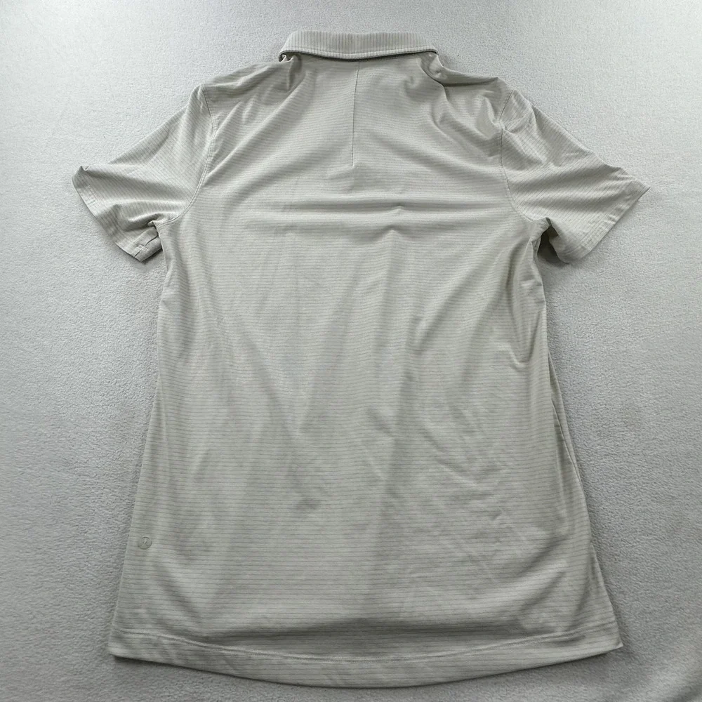 Lululemon Polo Shirt Mens Large Light Gray Stripe Evolution Golf Performance - Picture 2 of 9